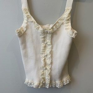 For love and lemons white knit tank